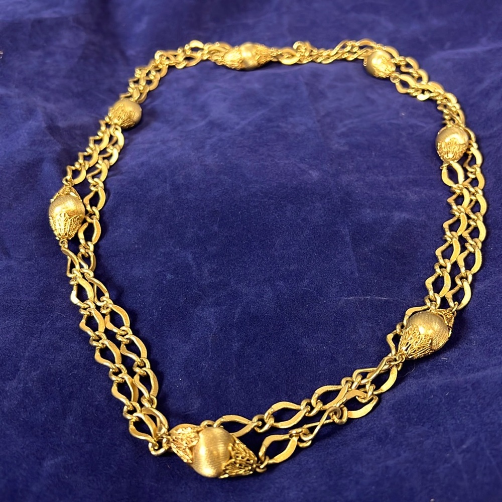 62” long 1960’s Vintage Monet gold tone necklace